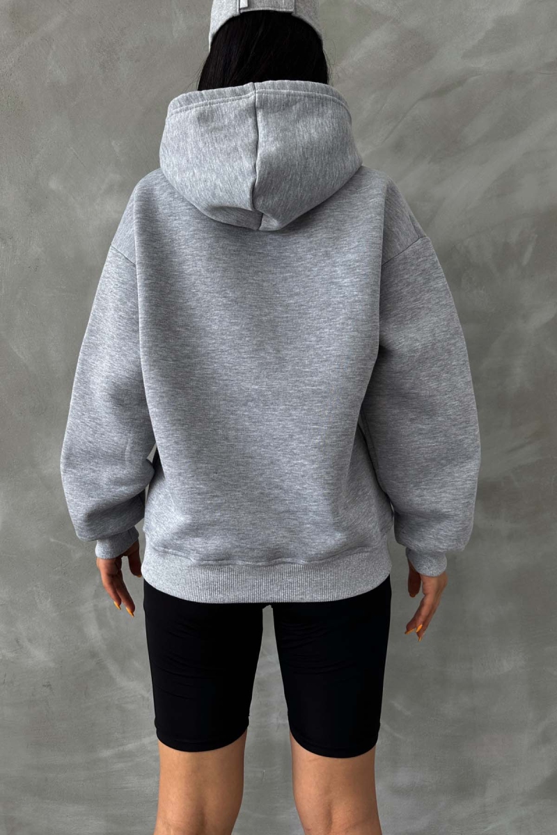 Vegas Üç İplik Şardonlu Oversize Sweatshirt Gri - 7