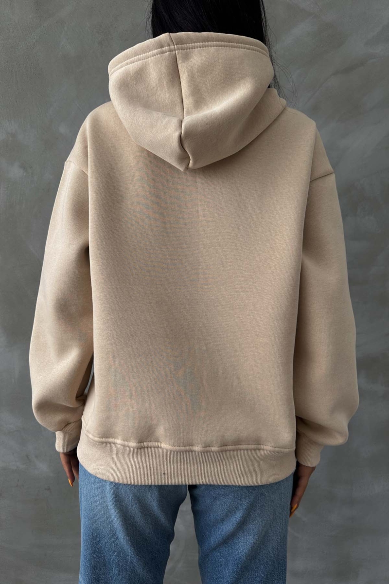 Vegas Üç İplik Şardonlu Oversize Sweatshirt Taş - 7